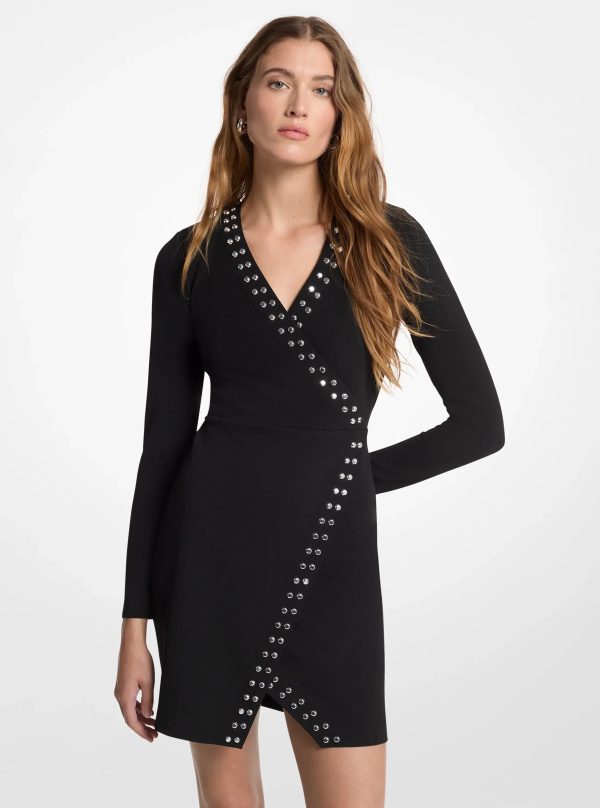 Michael Kors Studded Long-Sleeve Wrap Dress - Preorder