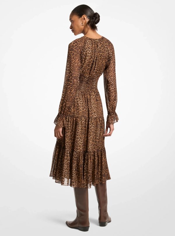 Michael Kors Leopard Print Georgette Midi Dress - Preorder