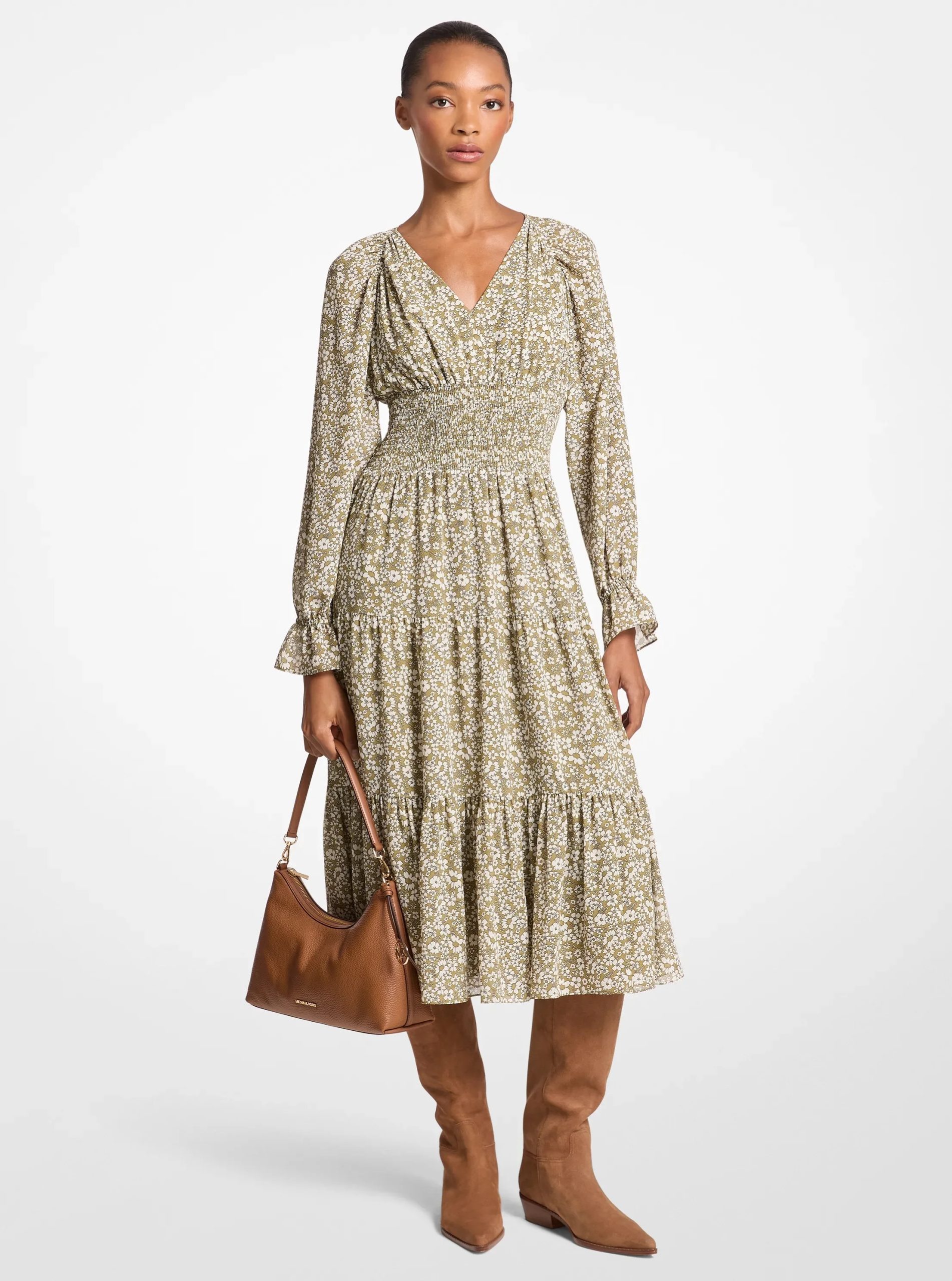 Michael Kors Floral Print Georgette Midi Dress - Preorder