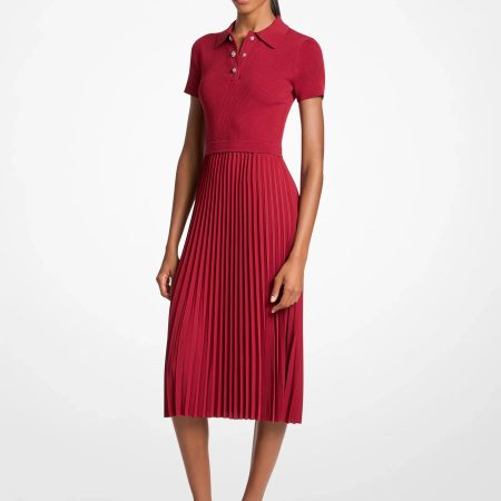 Michael Kors Woven Polo Midi Dress - Preorder — Maroon