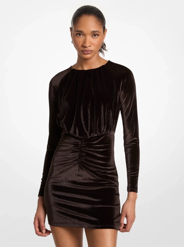 Michael Kors Ruched Velvet Mini Dress - Preorder