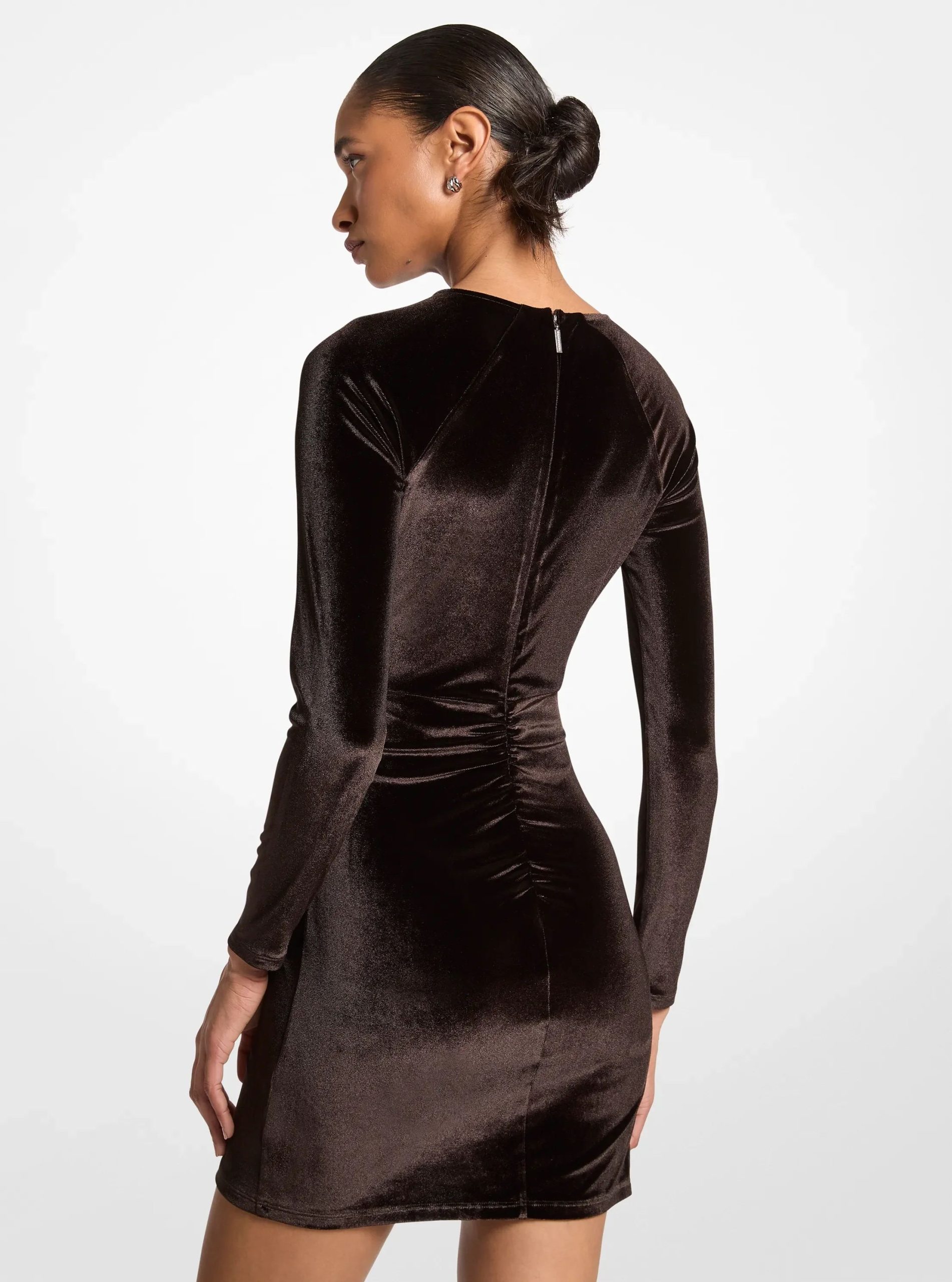 Michael Kors Ruched Velvet Mini Dress - Preorder - Image 4