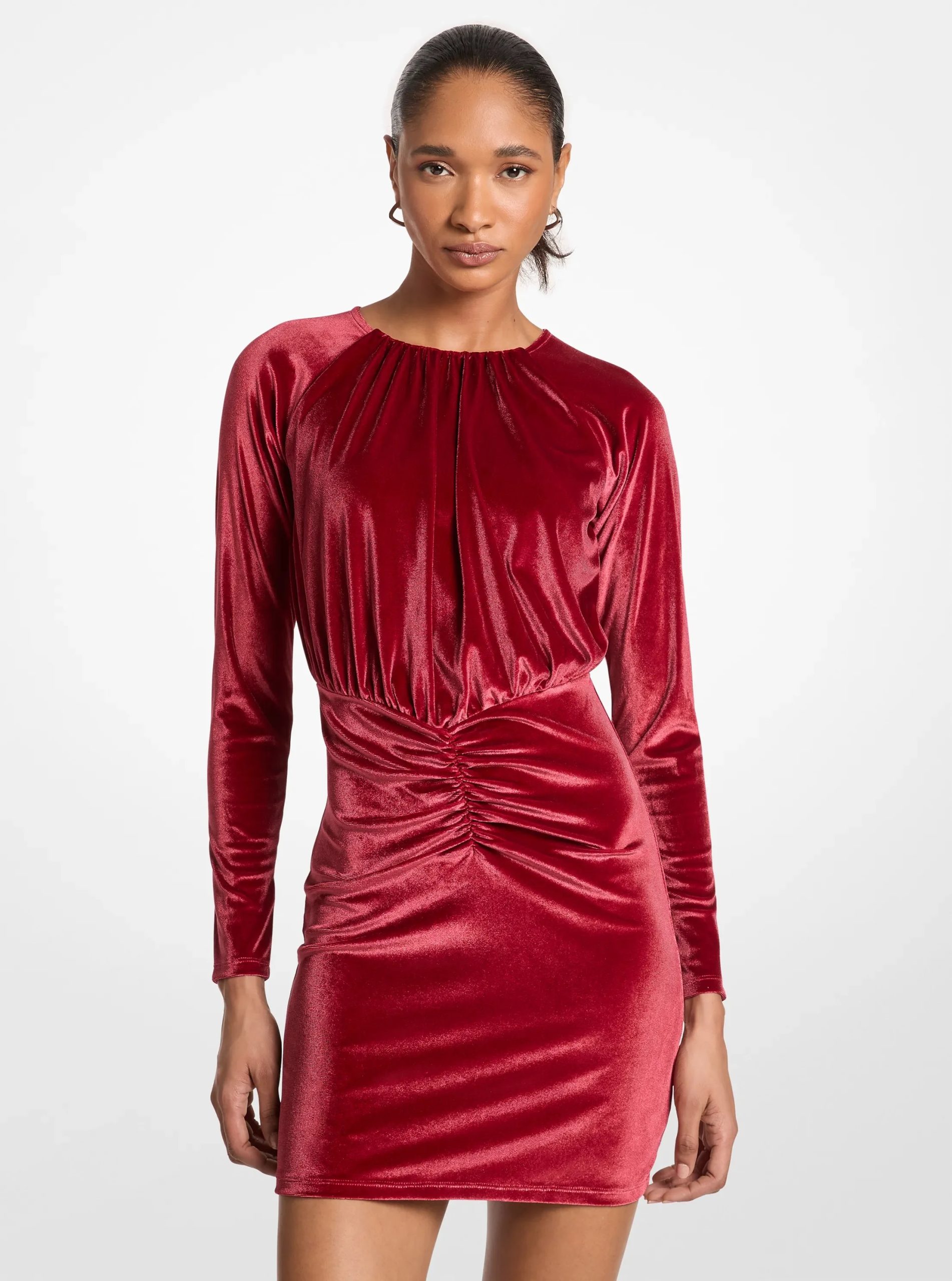 Michael Kors Ruched Velvet Mini Dress - Preorder
