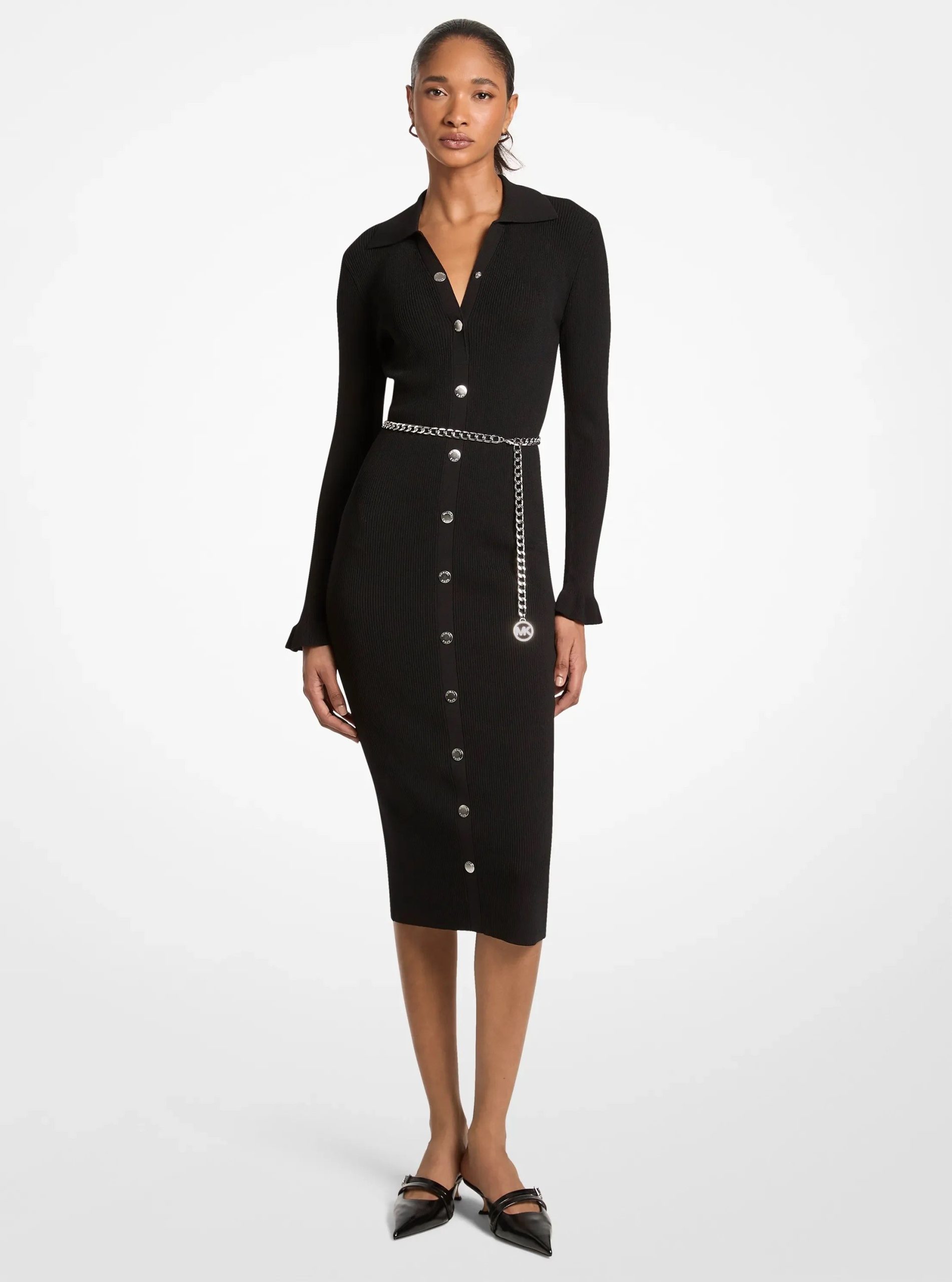 Michael Kors Stretch Knit Belted Midi Dress - Preorder