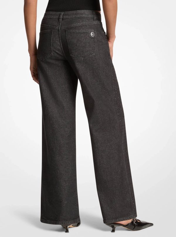Michael Kors Studded Stretch Denim Wide-Leg Jeans - Preorder