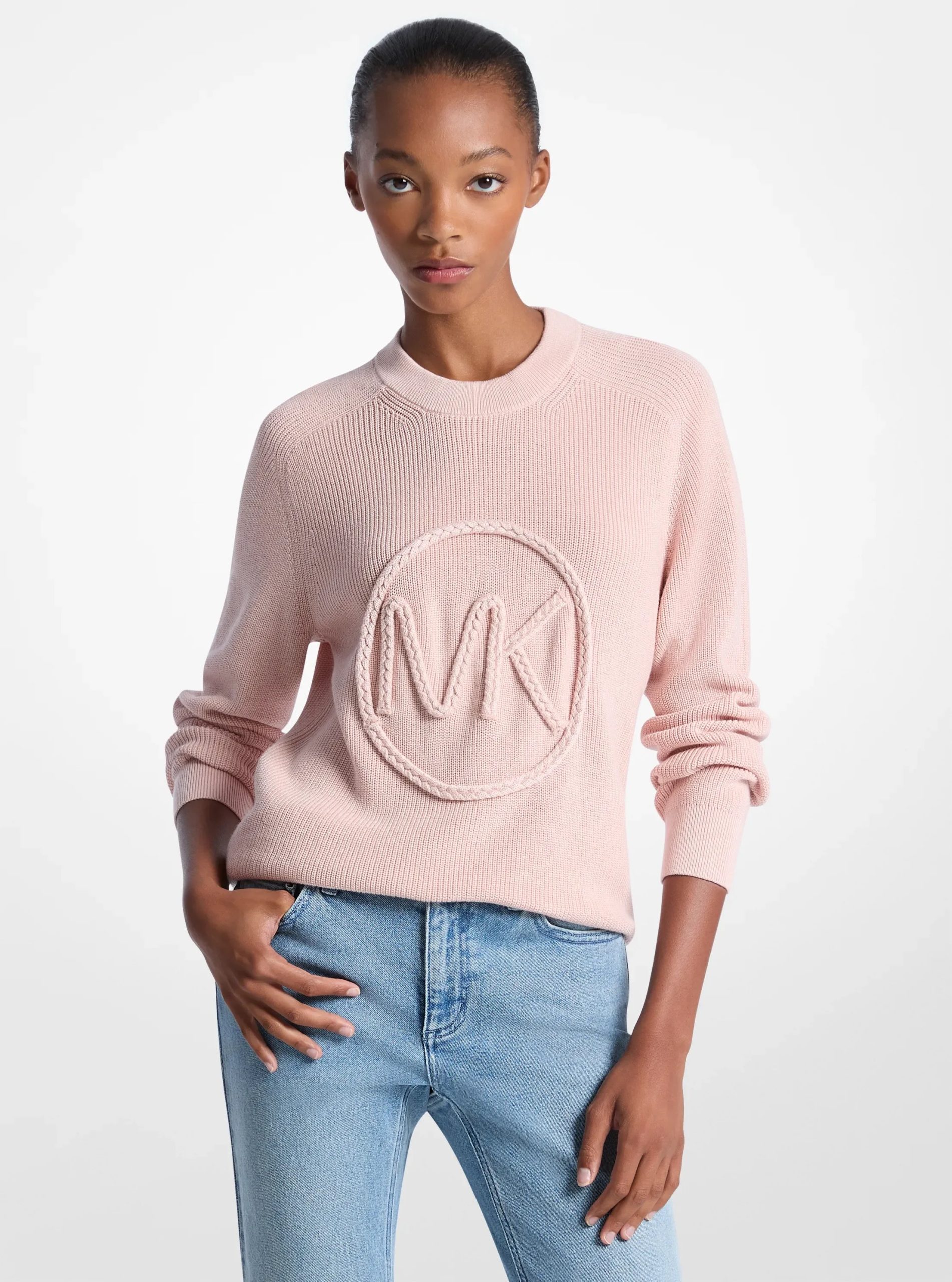 Michael Kors Braided Logo Cotton Blend Sweater - Preorder