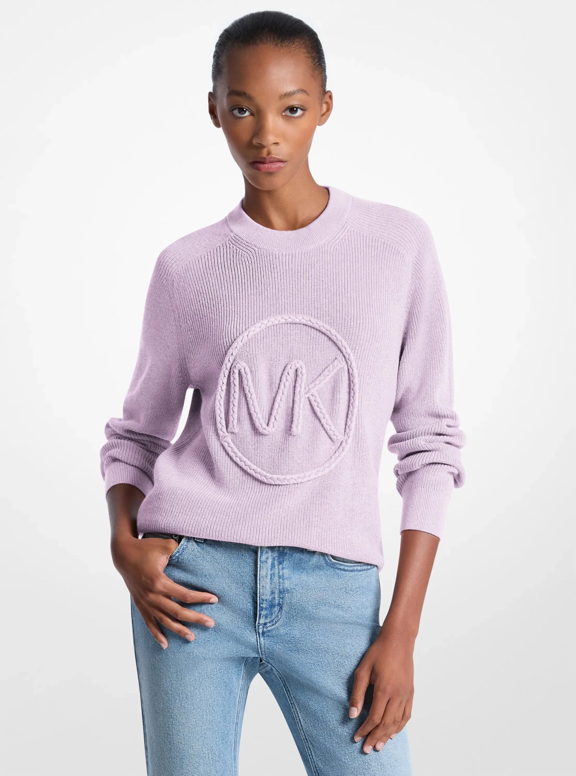 Michael Kors Braided Logo Cotton Blend Sweater - Preorder