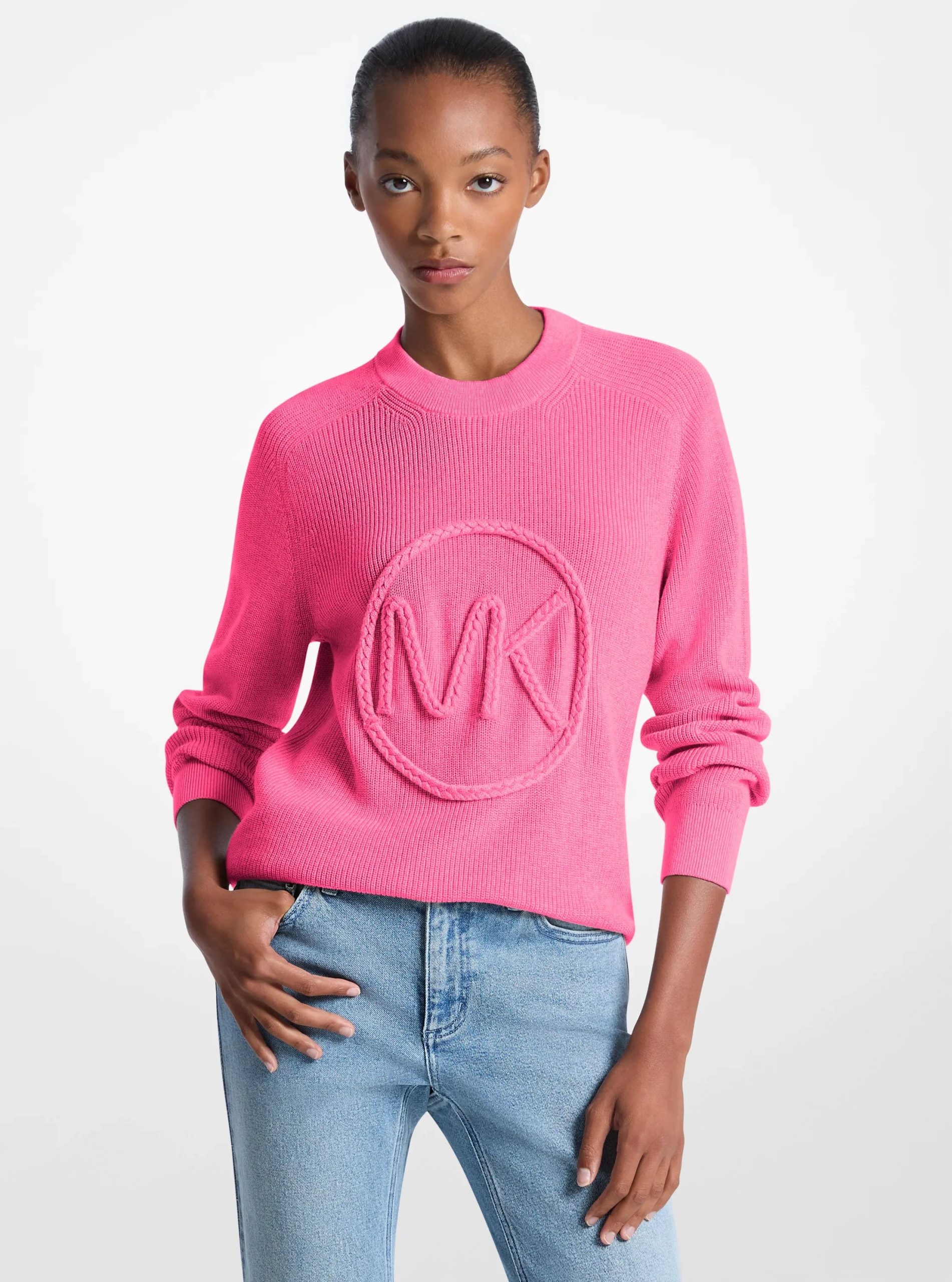 Michael Kors Braided Logo Cotton Blend Sweater - Preorder