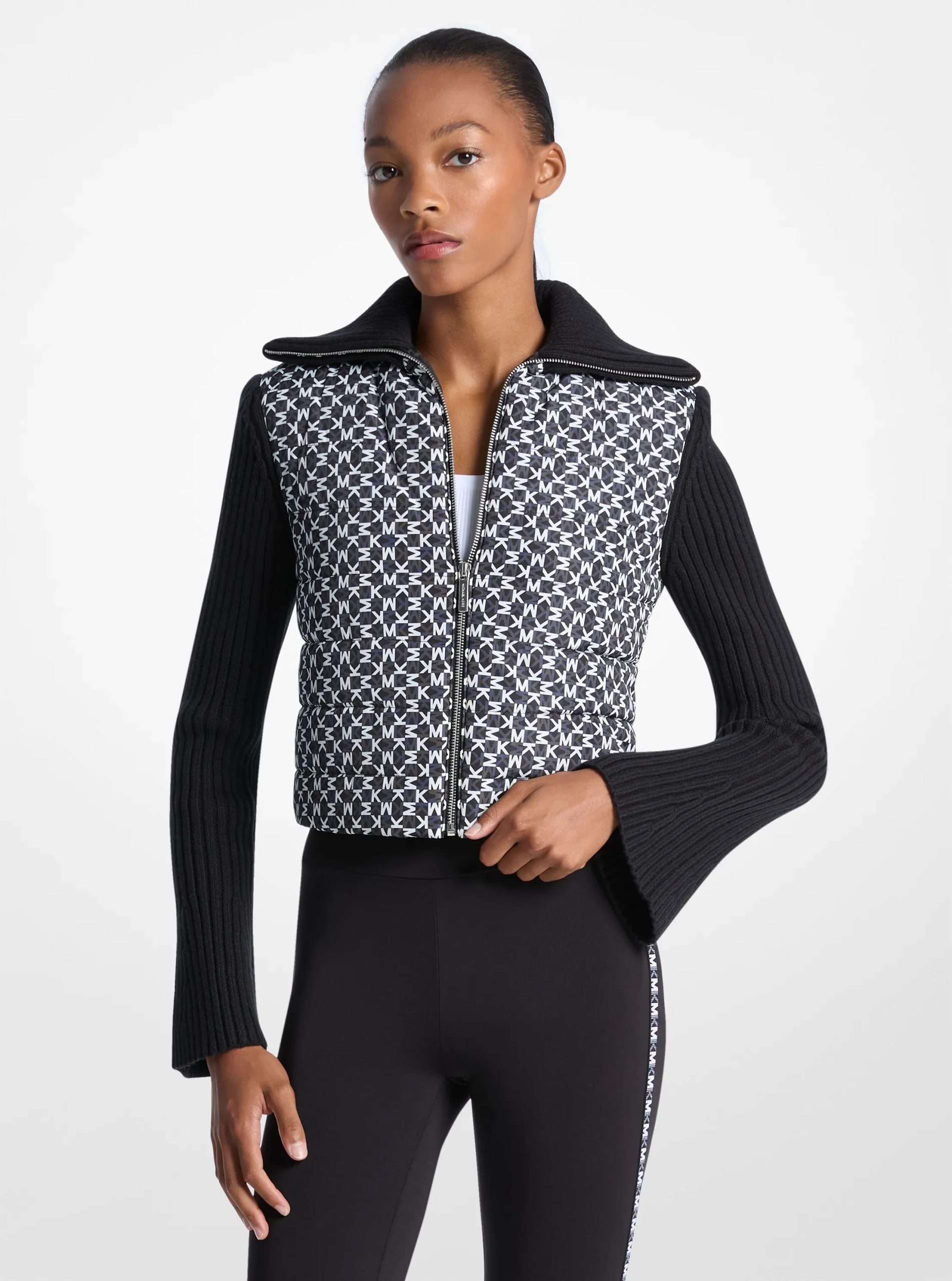 Michael Kors Quilted Graphic Logo and Knit Jacket - Preorder