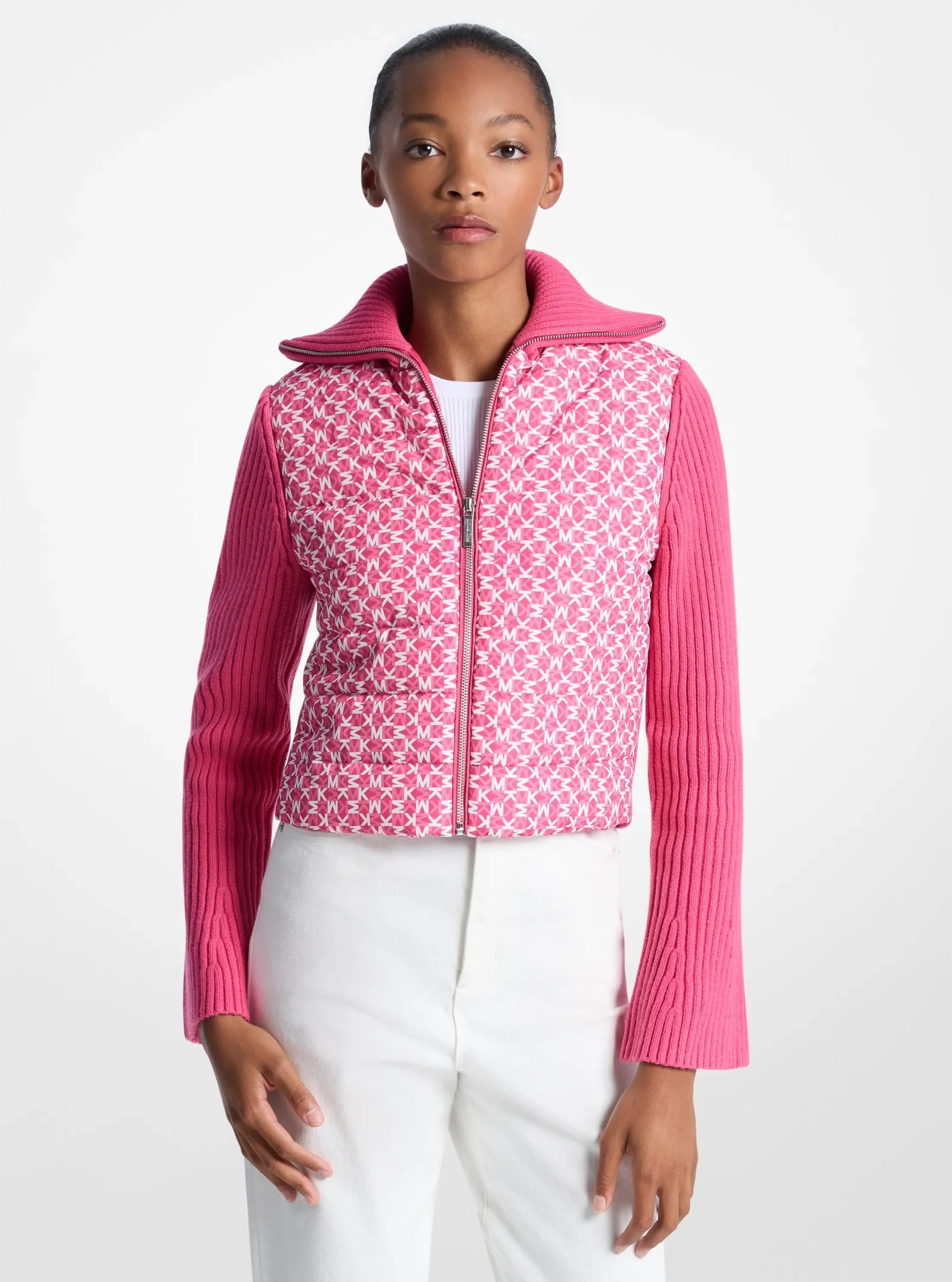 Michael Kors Quilted Graphic Logo and Knit Jacket - Preorder