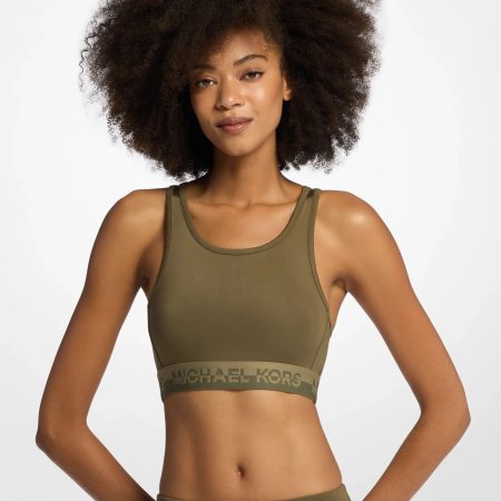 Michael Kors Logo Tape Sports Bra - Preorder — Olive