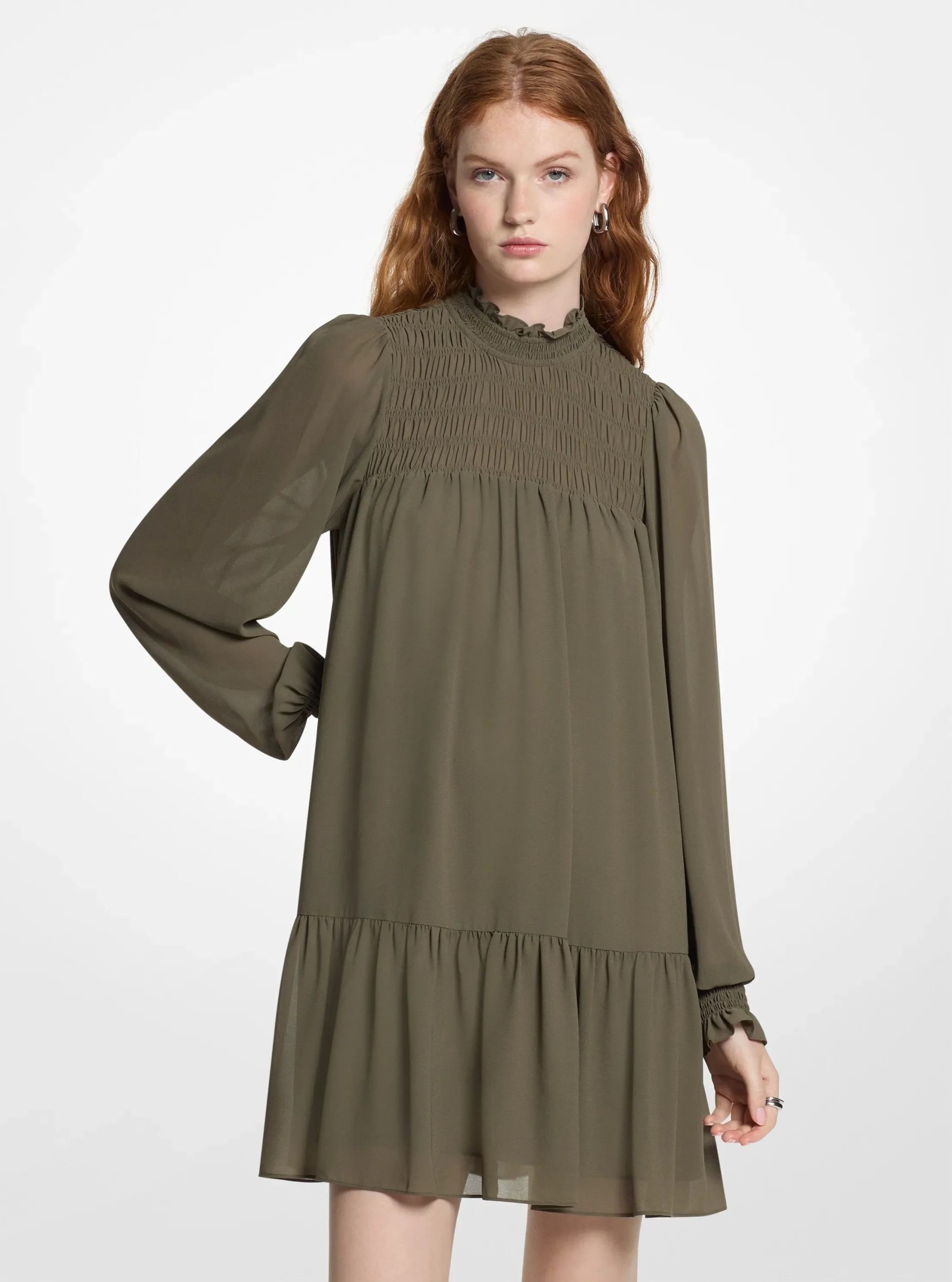 Michael Kors Smocked Georgette Mini Dress - Preorder