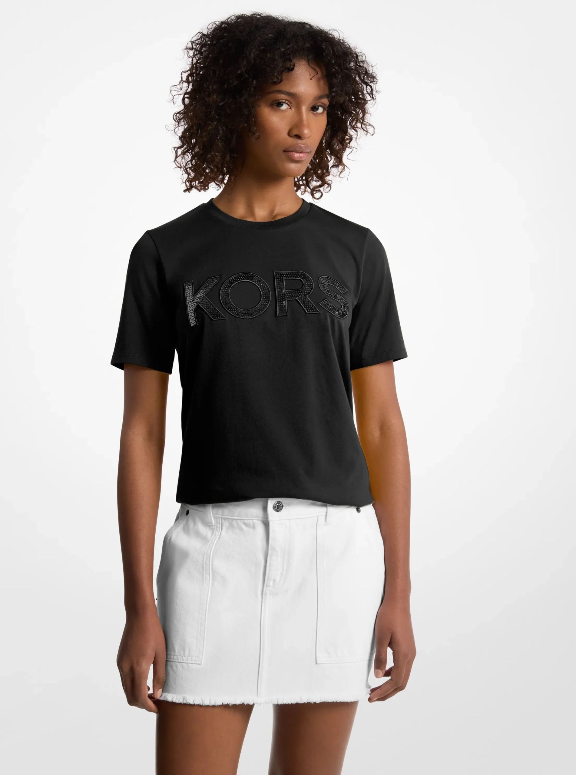 Michael Kors Sequined Logo Cotton T-Shirt - Preorder
