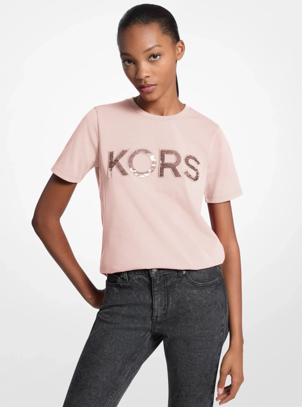 Michael Kors Sequined Logo Cotton T-Shirt - Preorder