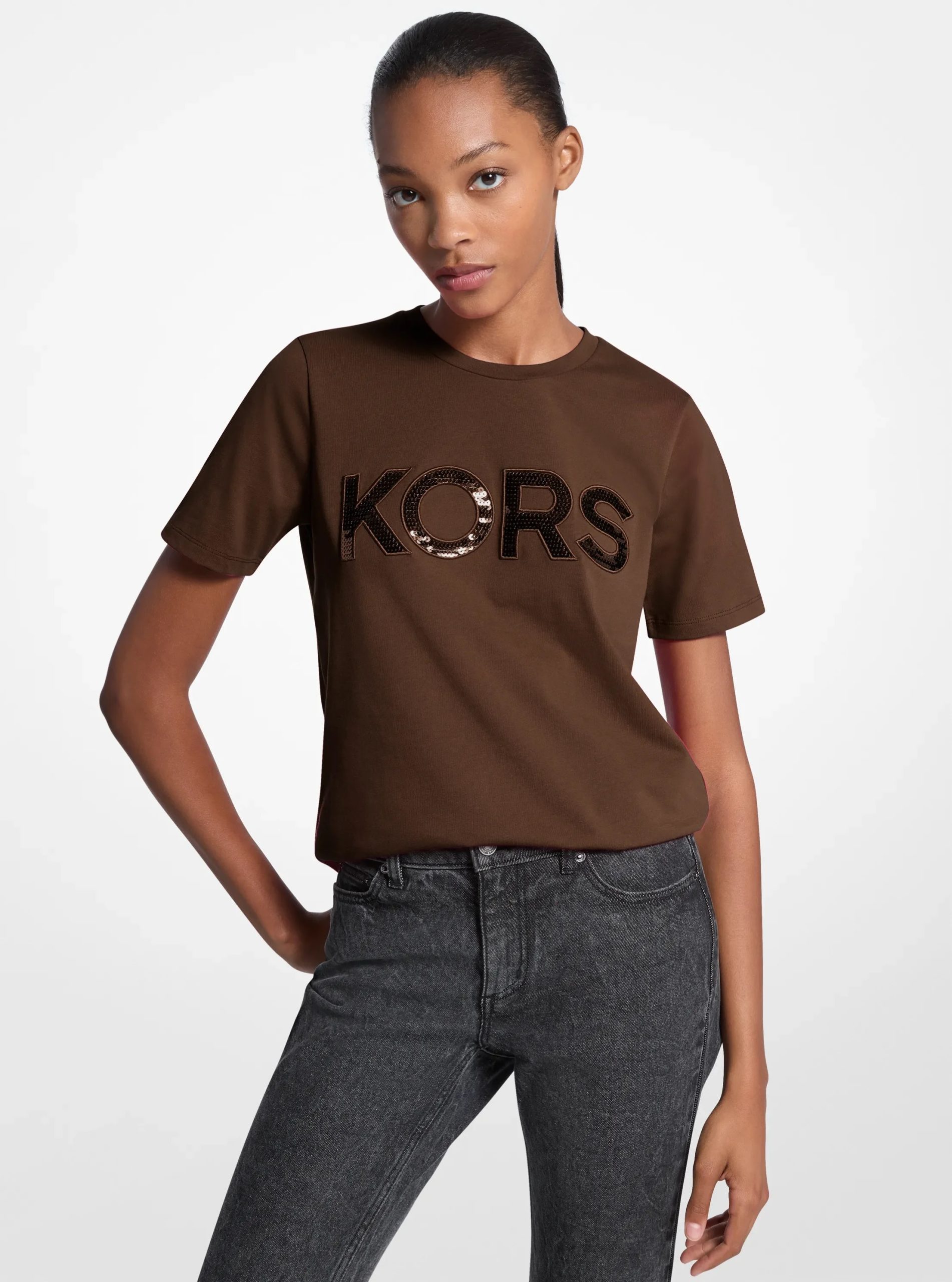 Michael Kors Sequined Logo Cotton T-Shirt - Preorder