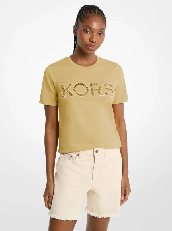 Michael Kors Sequined Logo Cotton T-Shirt - Preorder