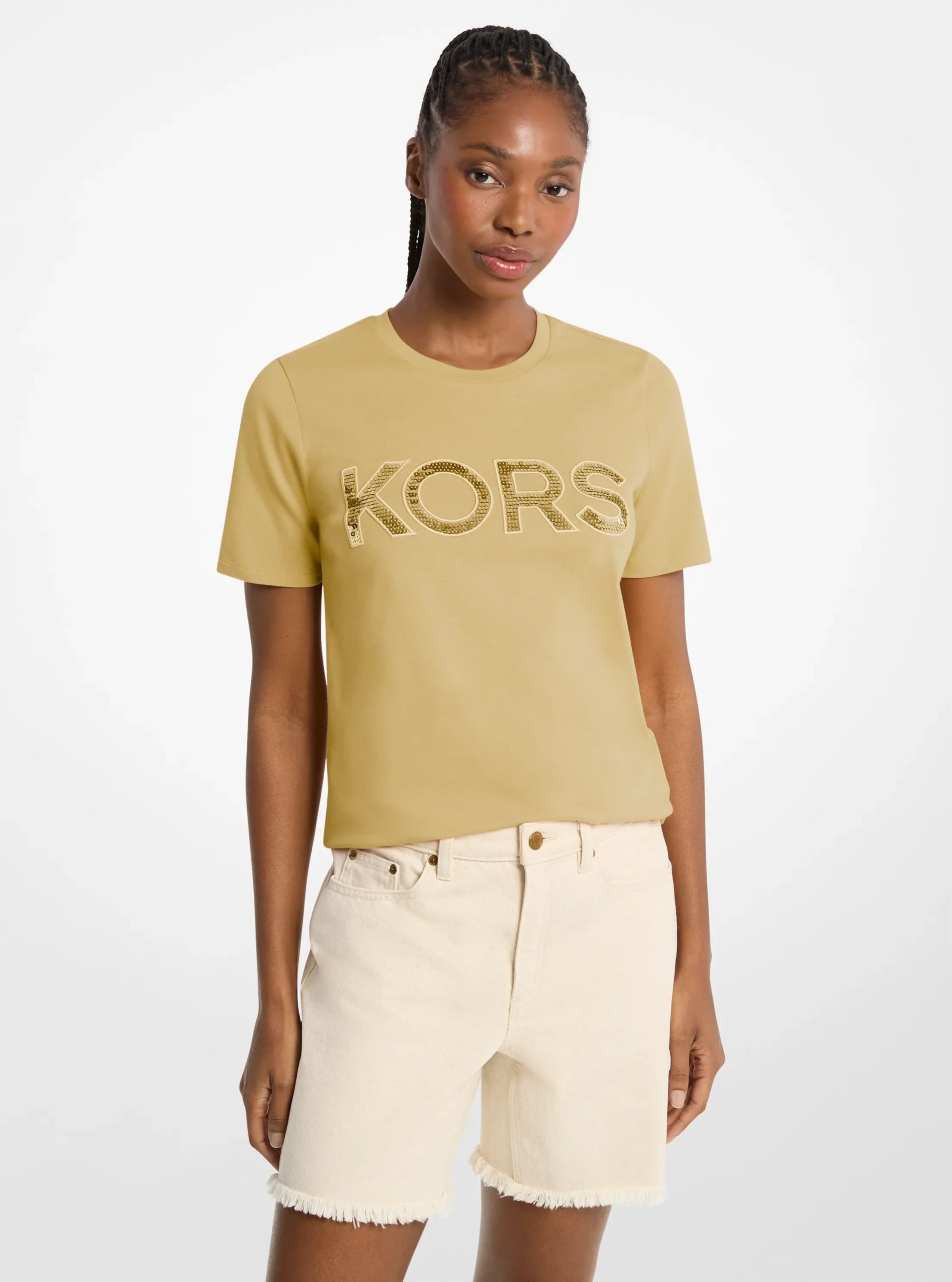 Michael Kors Sequined Logo Cotton T-Shirt - Preorder
