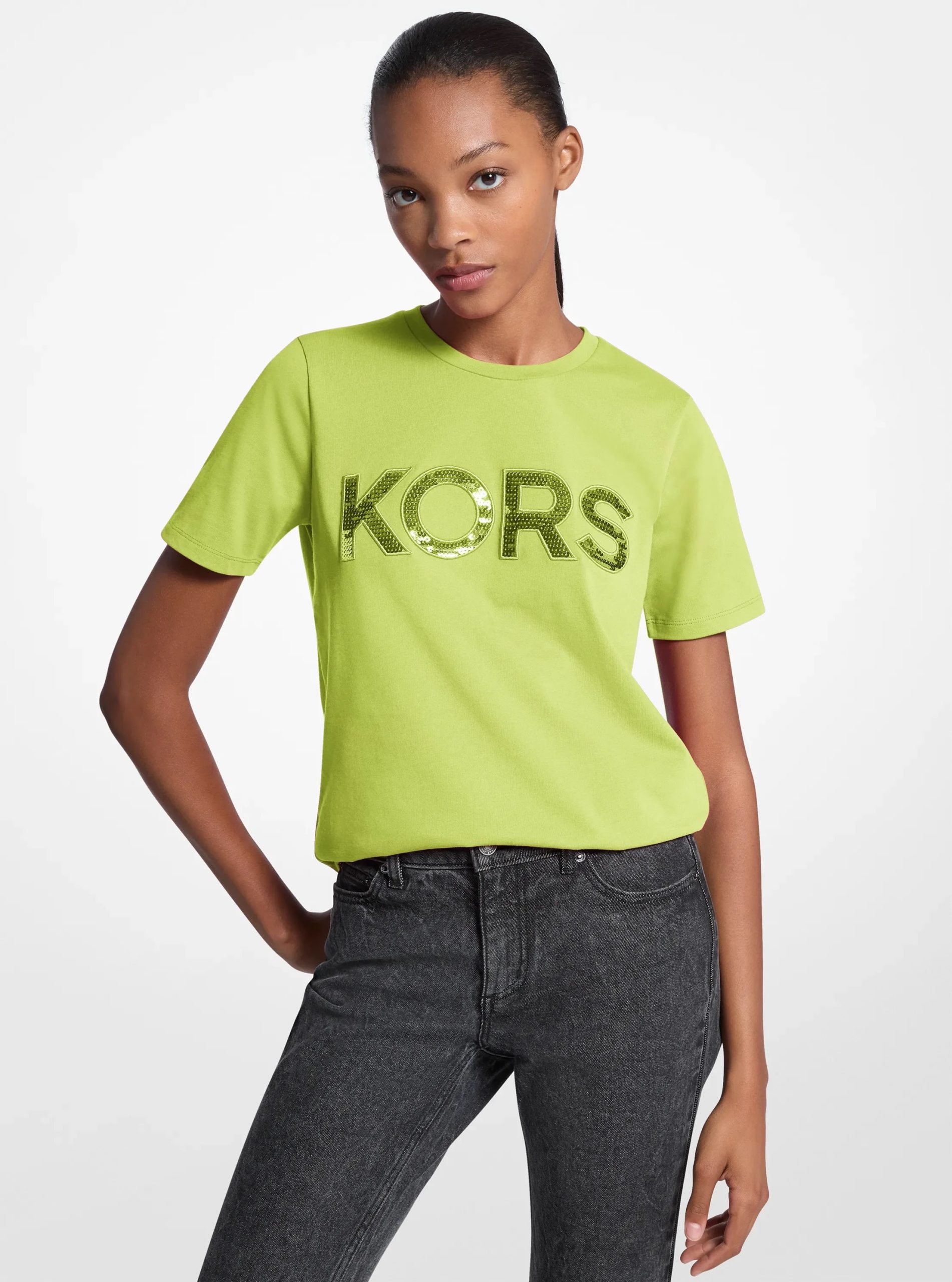 Michael Kors Sequined Logo Cotton T-Shirt - Preorder
