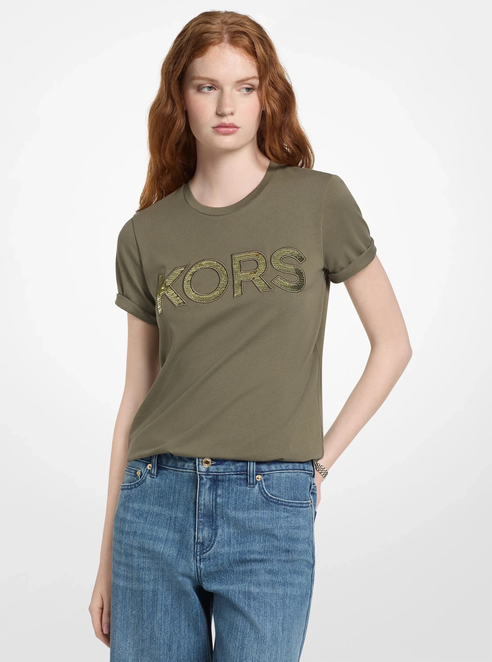 Michael Kors Sequined Logo Cotton T-Shirt - Preorder