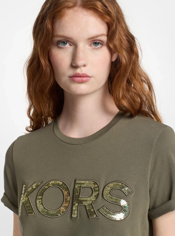 Michael Kors Sequined Logo Cotton T-Shirt - Preorder