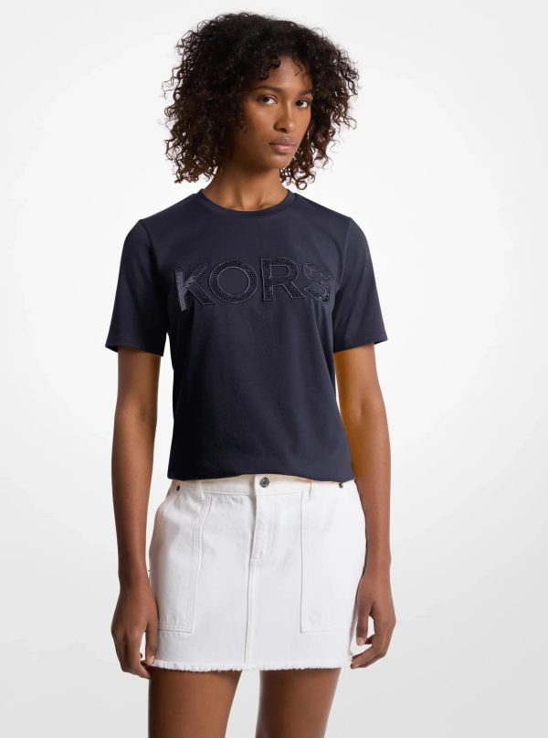 Michael Kors Sequined Logo Cotton T-Shirt - Preorder