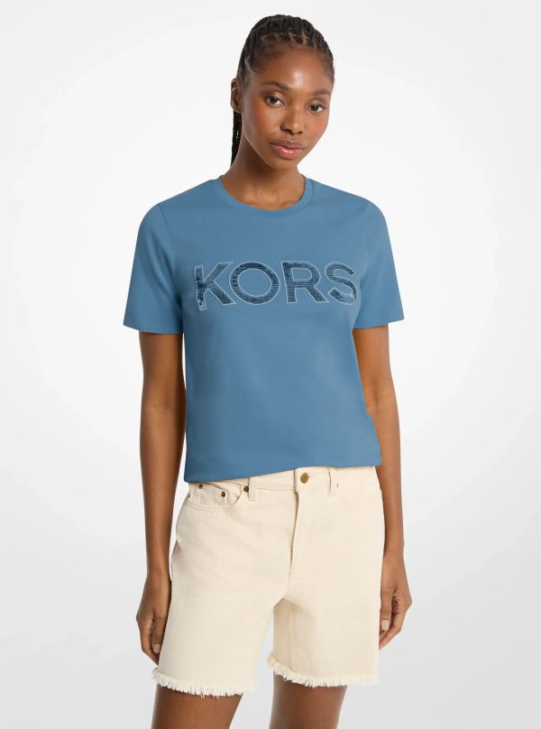 Michael Kors Sequined Logo Cotton T-Shirt - Preorder