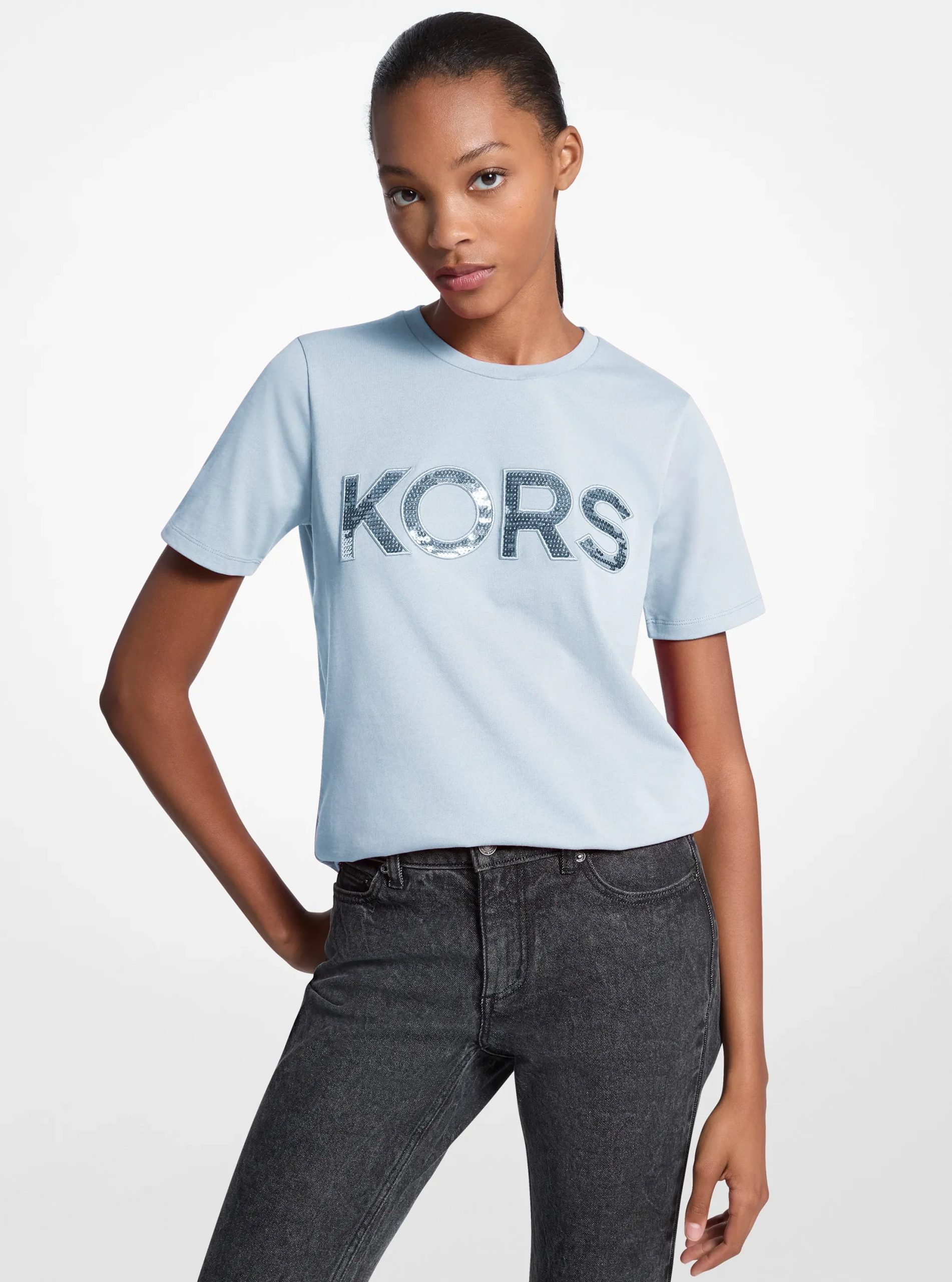 Michael Kors Sequined Logo Cotton T-Shirt - Preorder