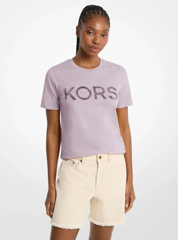 Michael Kors Sequined Logo Cotton T-Shirt - Preorder