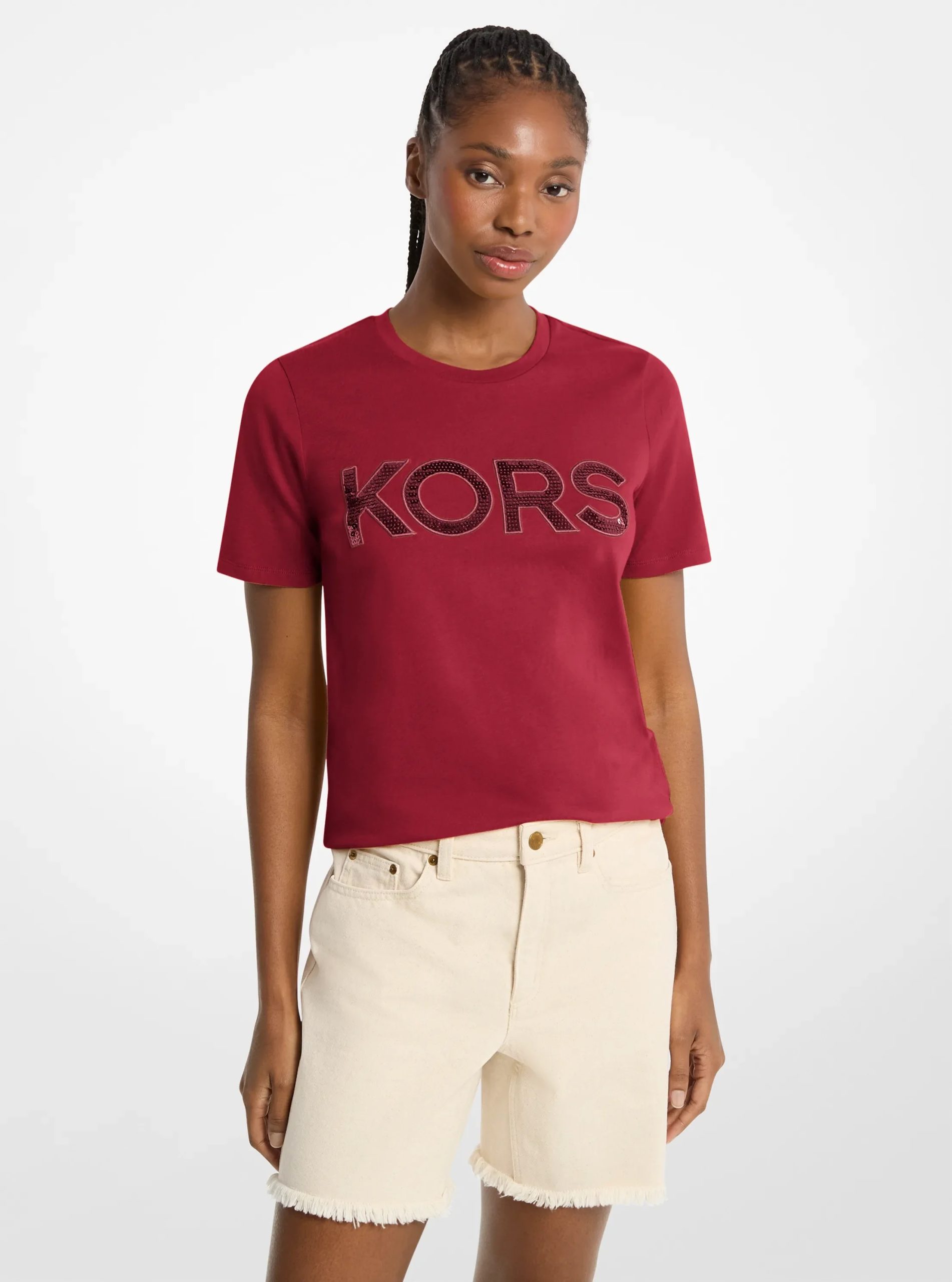 Michael Kors Sequined Logo Cotton T-Shirt - Preorder