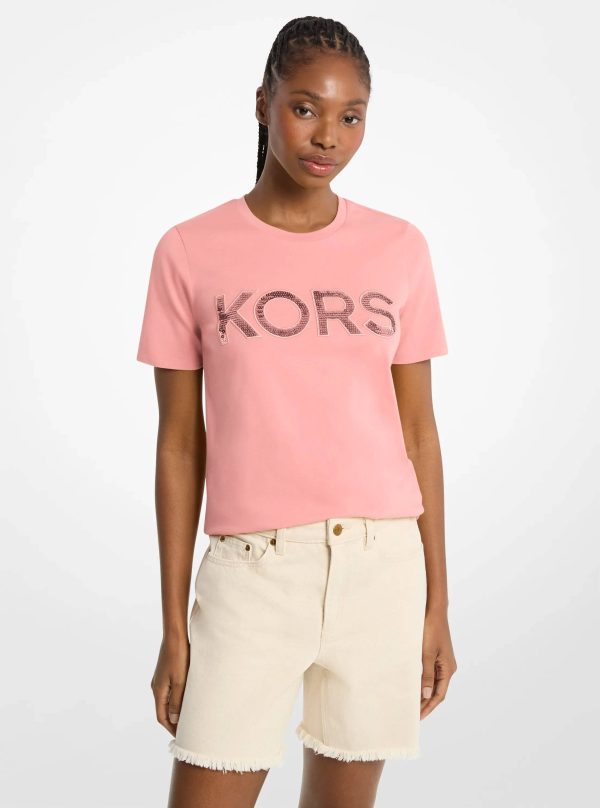 Michael Kors Sequined Logo Cotton T-Shirt - Preorder