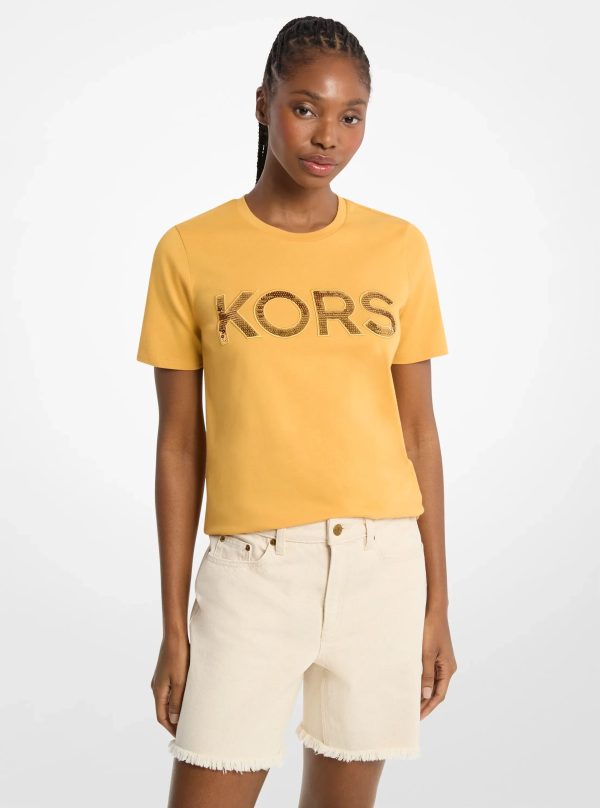 Michael Kors Sequined Logo Cotton T-Shirt - Preorder