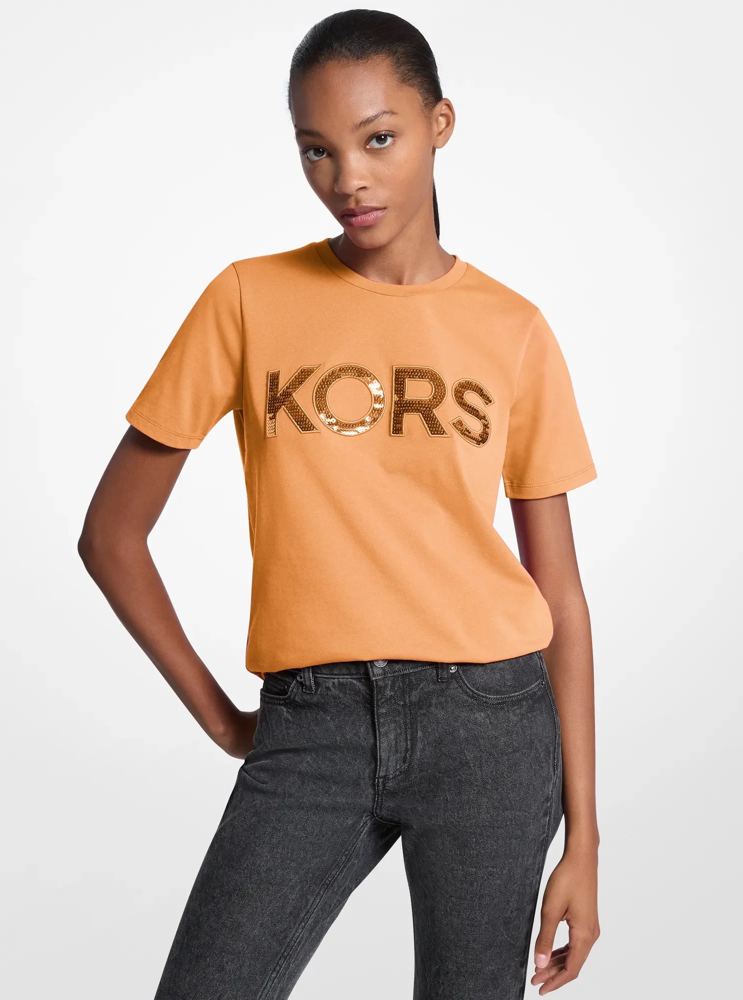 Michael Kors Sequined Logo Cotton T-Shirt - Preorder