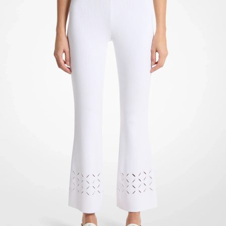 Michael Kors Laser Cut Stretch Knit Pants - Preorder — White
