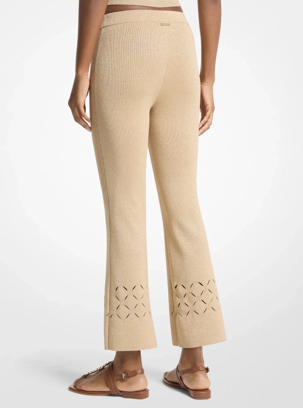 Michael Kors Laser Cut Metallic Stretch Knit Cropped Pants - Preorder