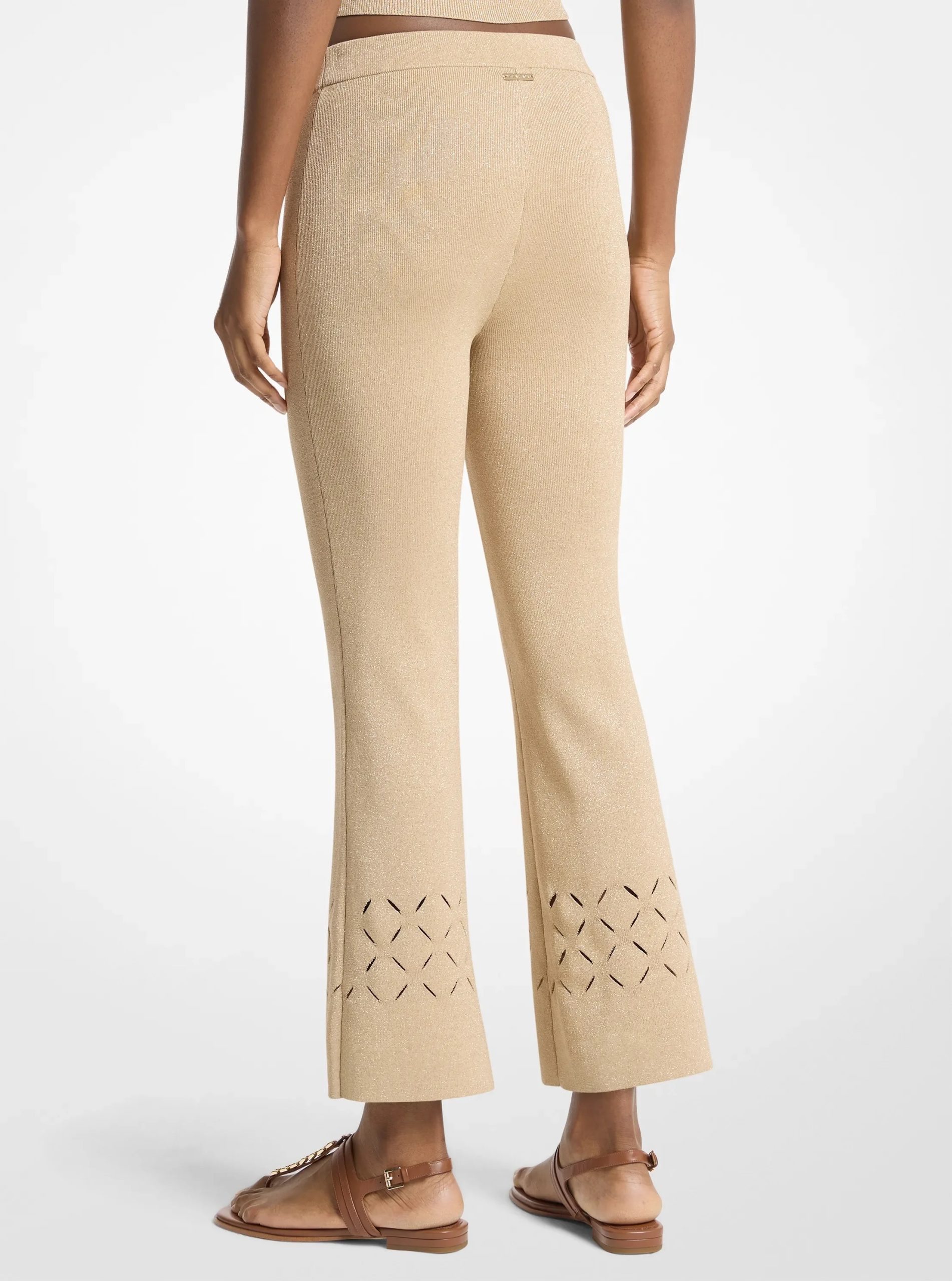 Michael Kors Laser Cut Metallic Stretch Knit Cropped Pants - Preorder