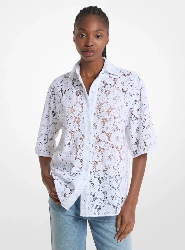 Michael Kors Studded Corded Floral Lace Shirt - Preorder