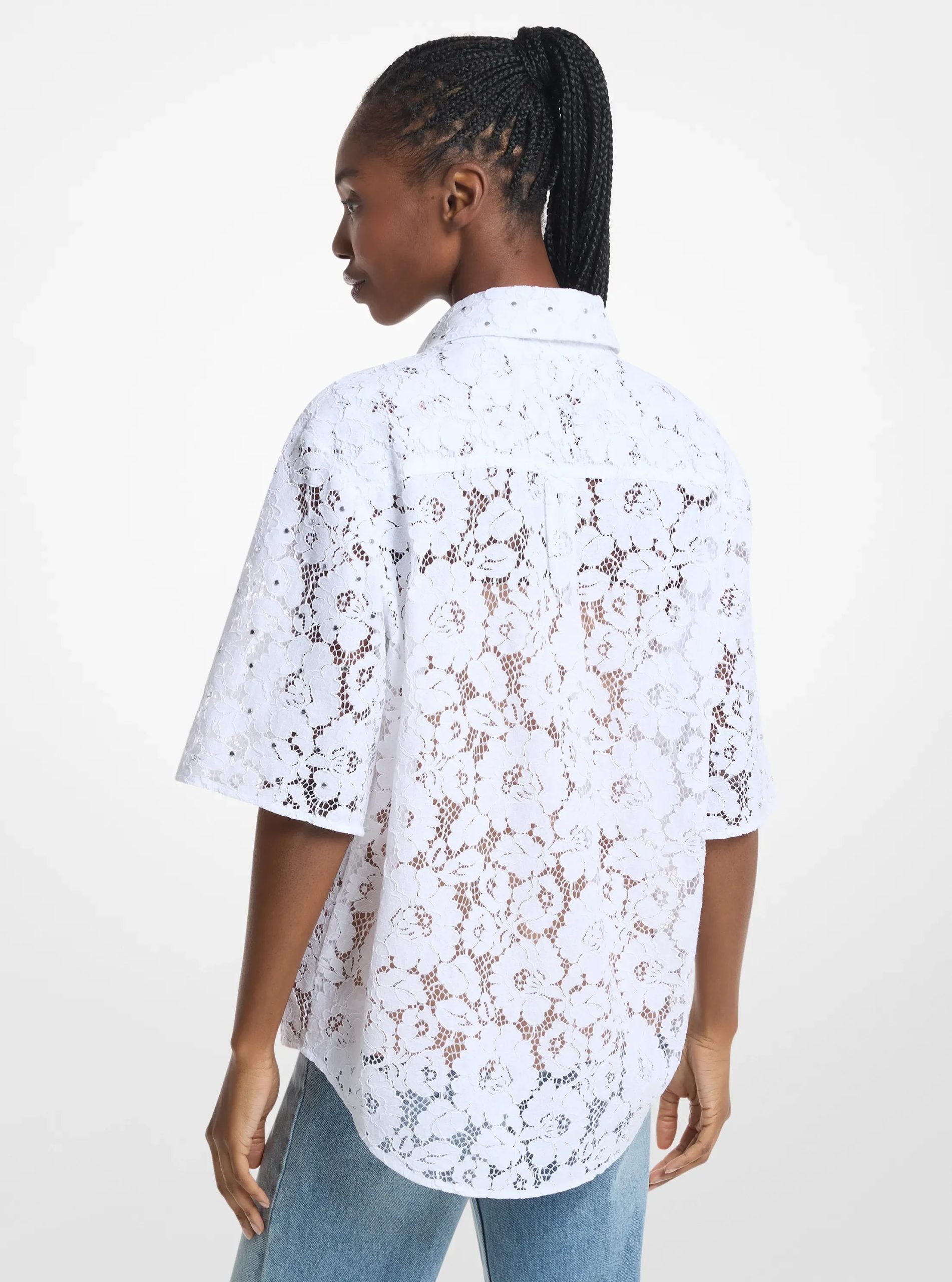 Michael Kors Studded Corded Floral Lace Shirt - Preorder