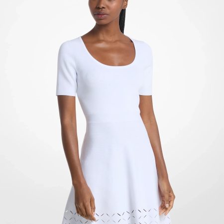 Michael Kors Laser Cut Stretch Knit Mini Dress - Preorder — White