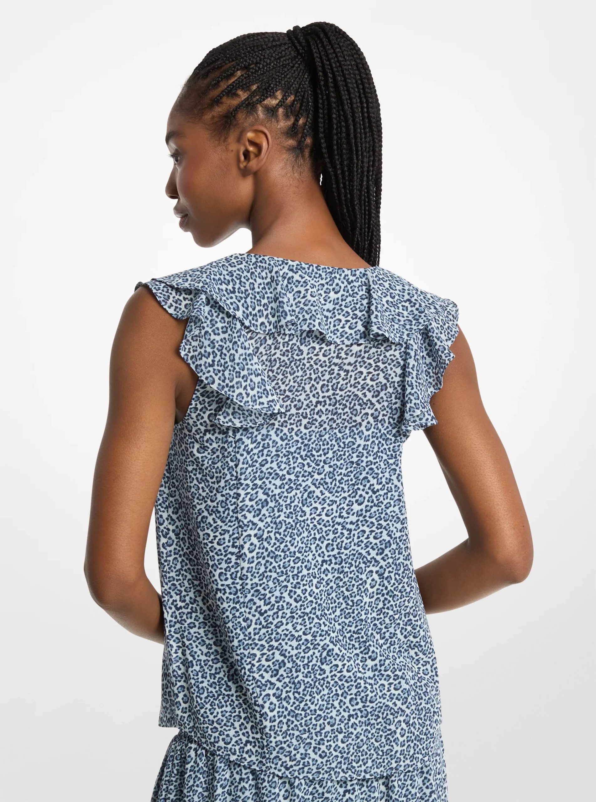 Michael Kors Ruffled Leopard Print Georgette Blouse - Preorder