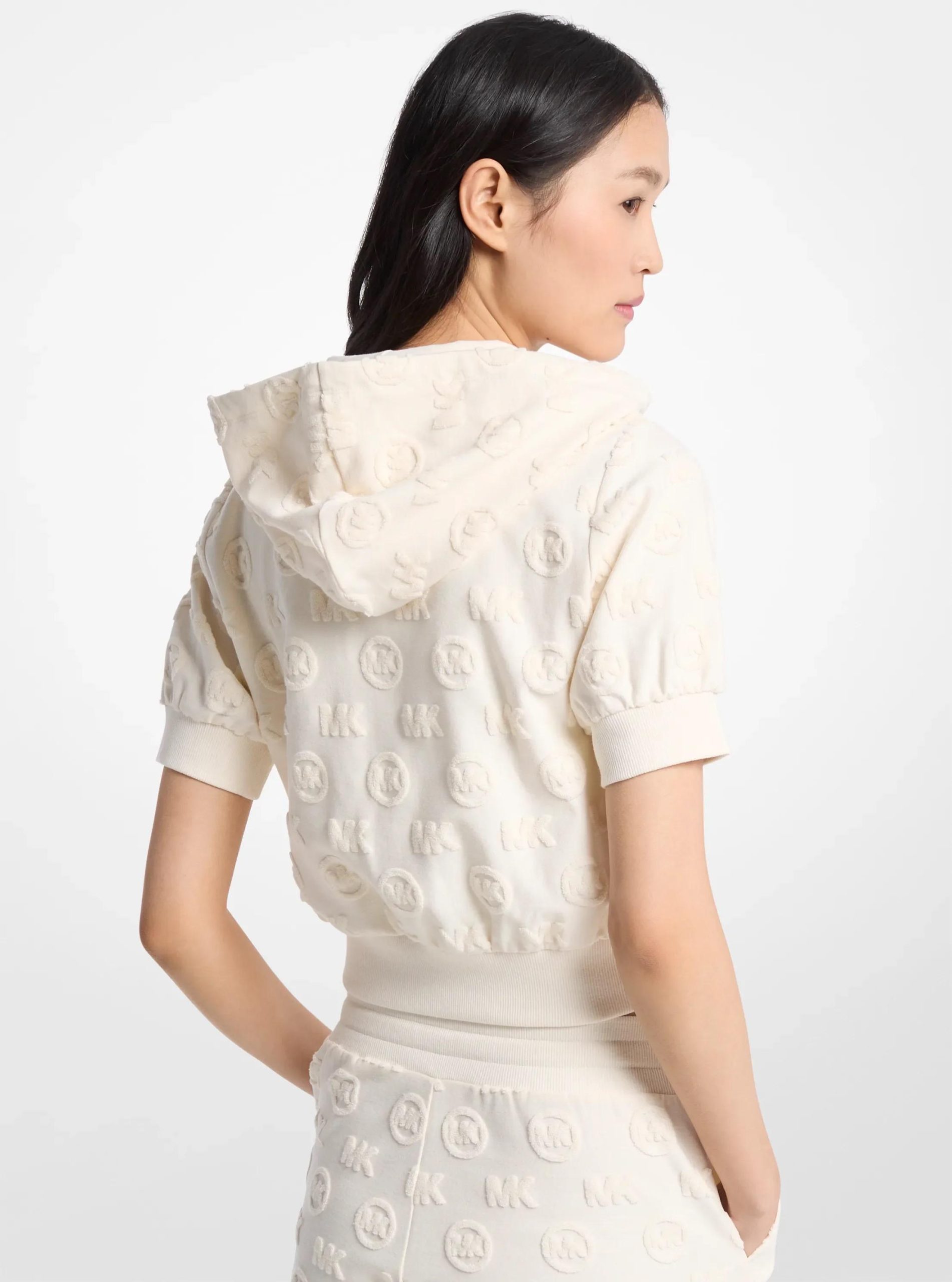 Michael Kors Logo Jacquard Terry Short-Sleeve Jacket - Preorder