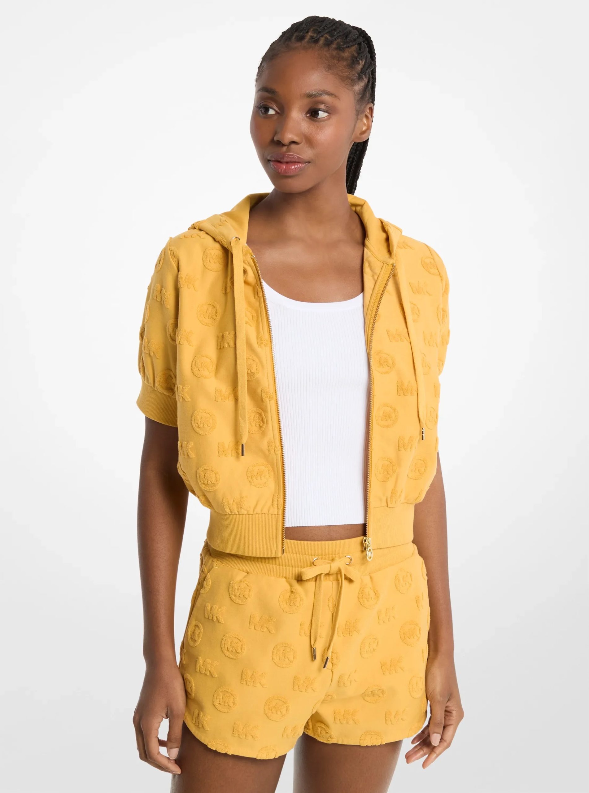 Michael Kors Logo Jacquard Terry Short-Sleeve Jacket - Preorder