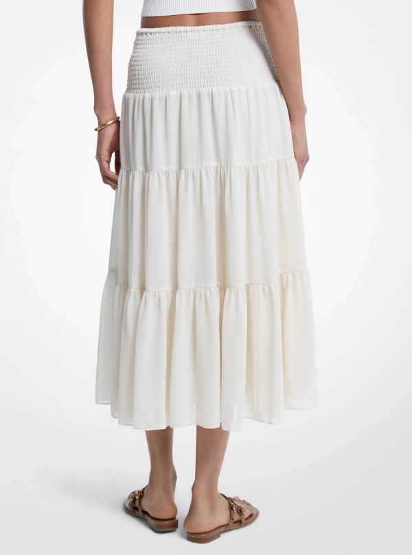 Michael Kors Smocked Georgette Tiered Skirt - Preorder