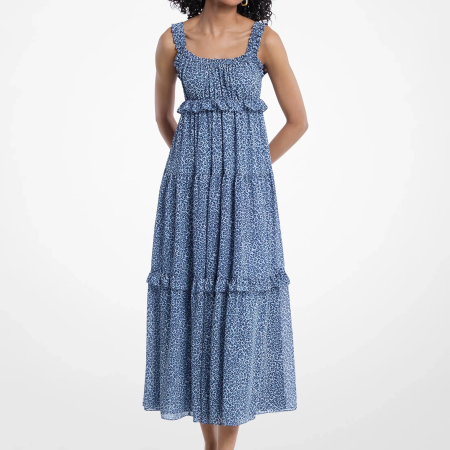 Michael Kors Leopard Print Georgette Tiered Dress - Preorder — Dk Chambray