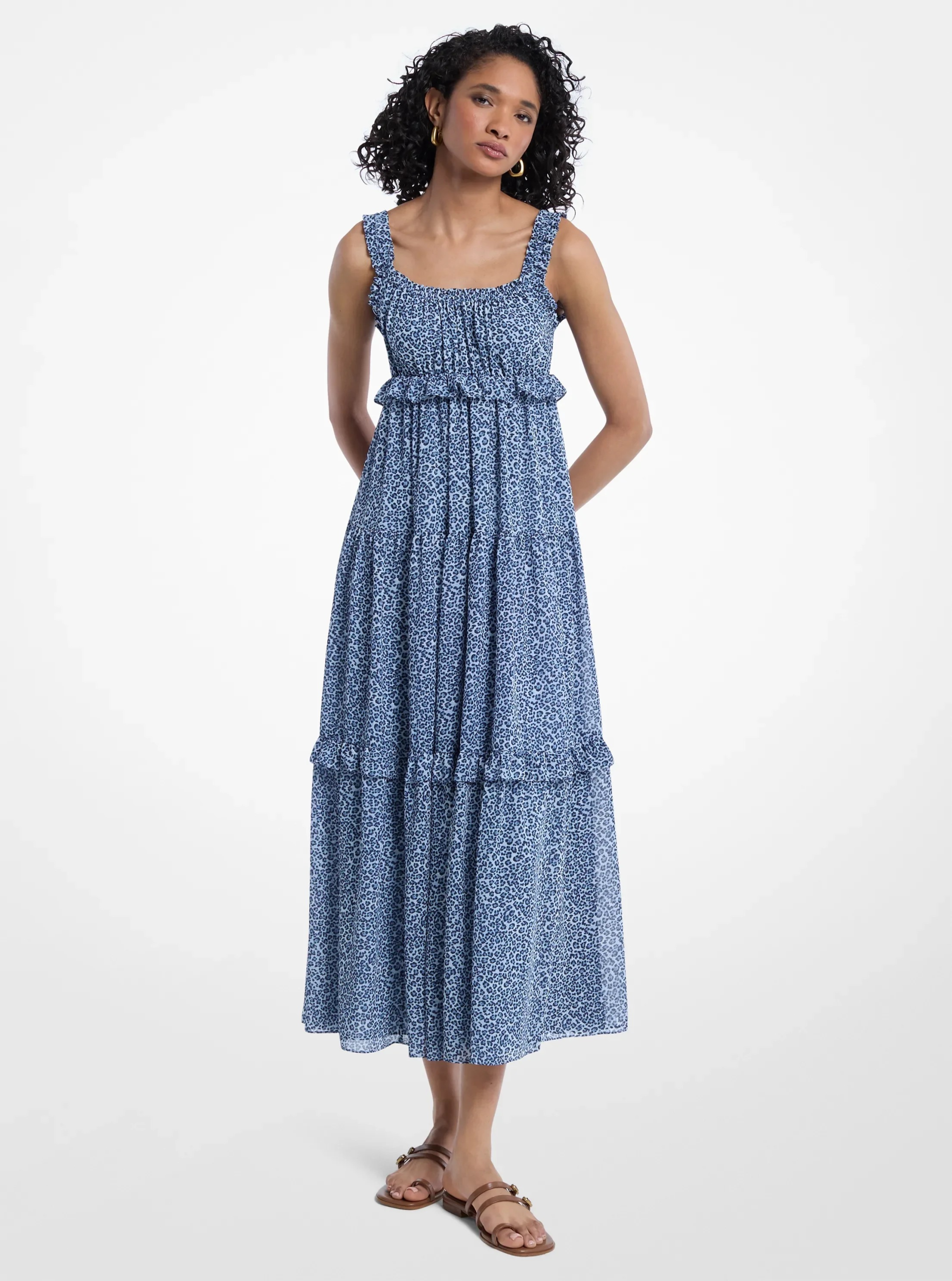 Michael Kors Leopard Print Georgette Tiered Dress - Preorder