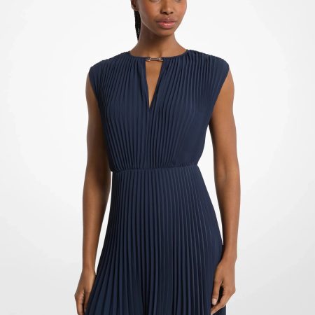 Michael Kors Pleated Satin Back Crepe Mini Dress - Preorder — Midnightblue