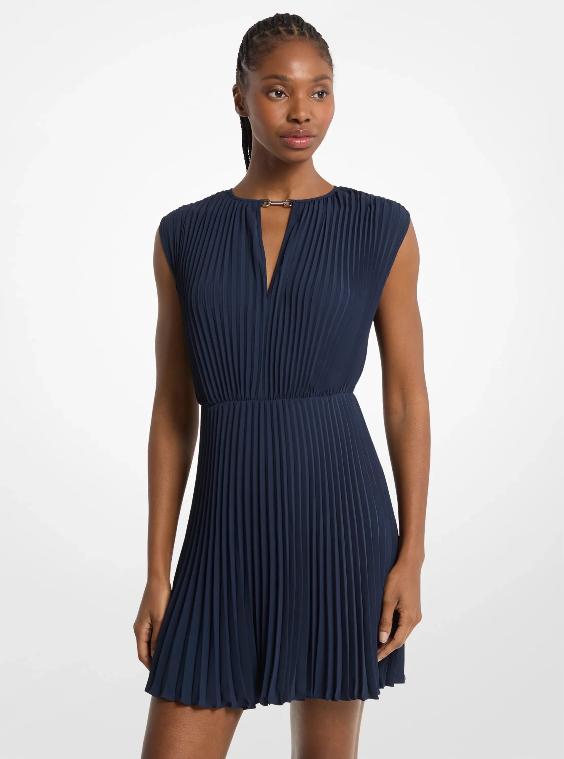 Michael Kors Pleated Satin Back Crepe Mini Dress - Preorder