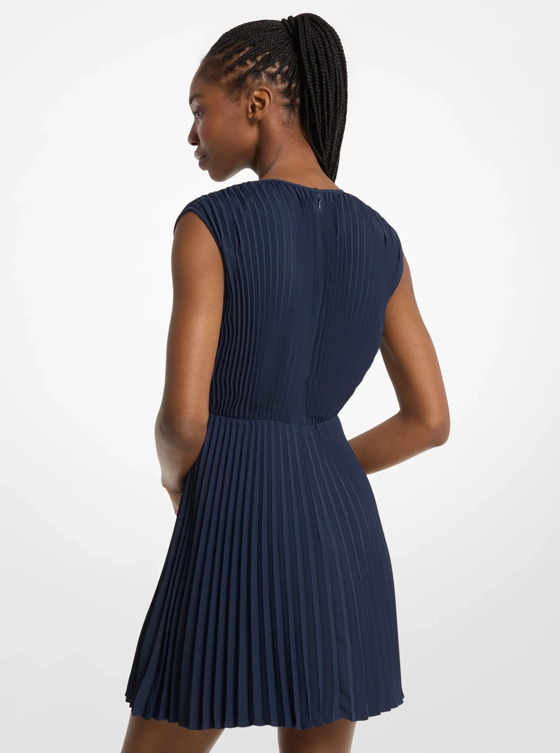 Michael Kors Pleated Satin Back Crepe Mini Dress - Preorder