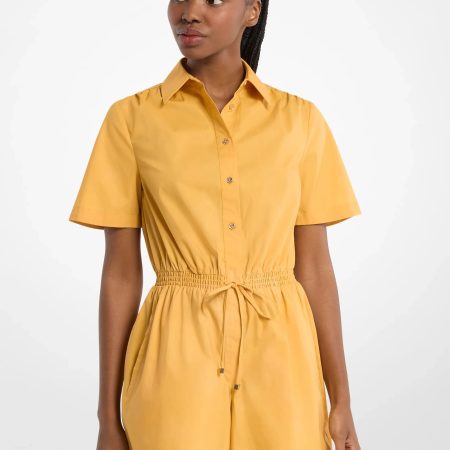 Michael Kors Cotton Poplin Romper - Preorder — Honeywheat