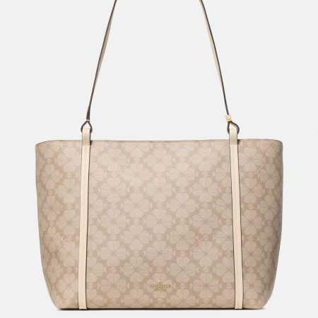 Kate Spade Marlowe Spade Flower Coated Canvas Tote Bag - Preorder — Dark Beige Moon Dust (250)