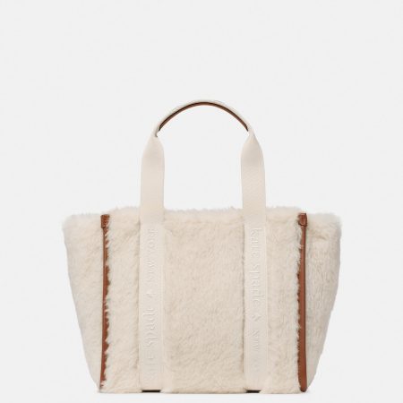 Kate Spade Kip Faux Shearling Small Tote Bag - Preorder — Cashew Milk (250)